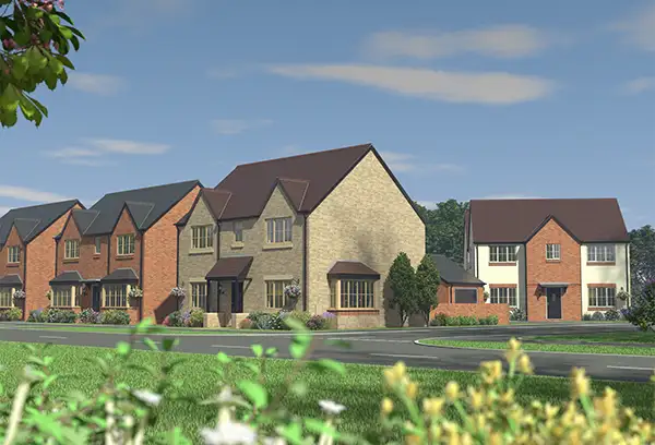 Buxton Fields Northampton CGI render of new houses